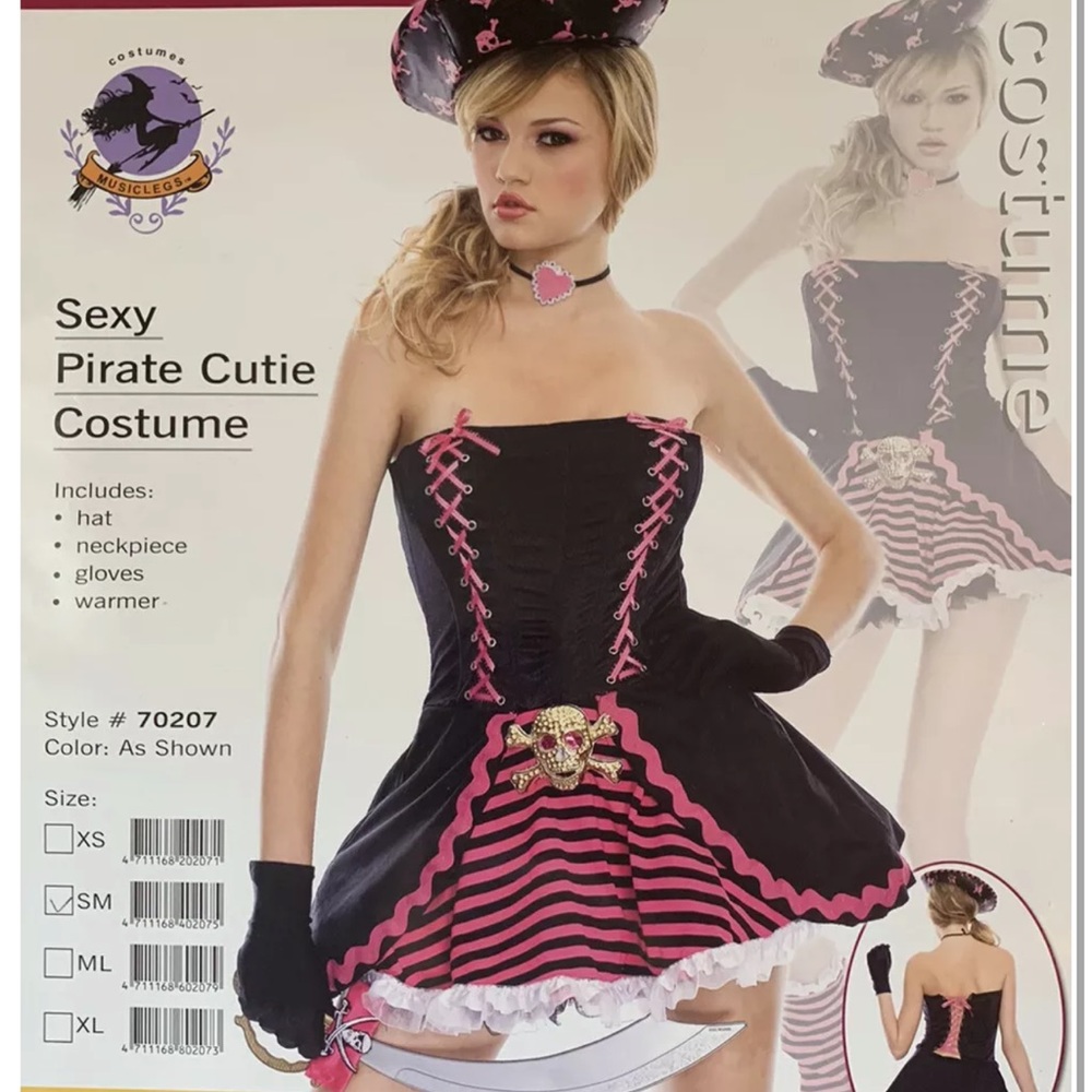 Womens Sexy Pirate Cutie Costume Pink Halloween Cosplay Set